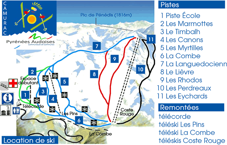station de ski Camurac plan des pistes